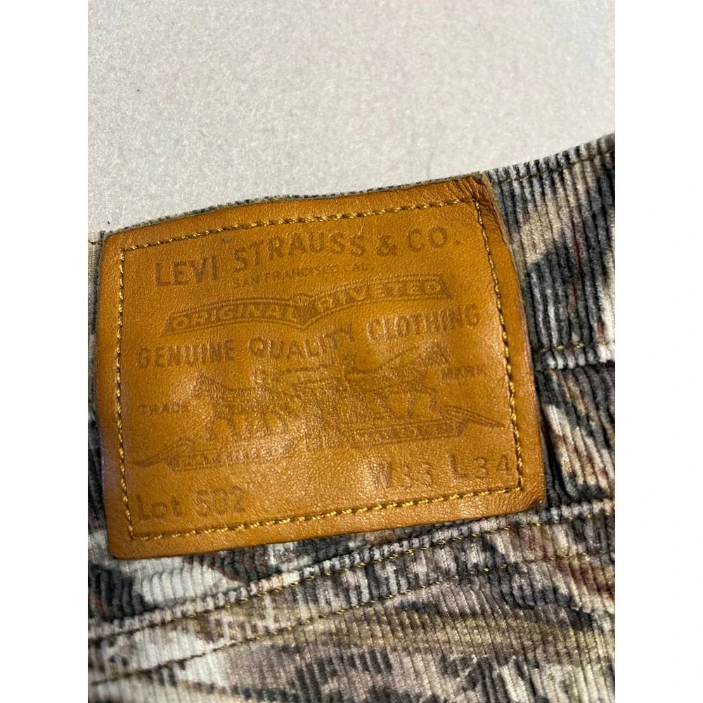 Levi 502 Regular Taper Corduroy Reed Camo Brown W33 L34 Mens